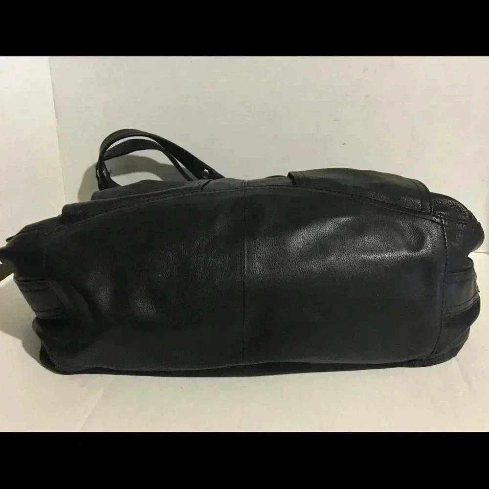B. Makowsky Black leather satchel handbag - Picture 3 of 10